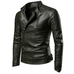 Stylish Custom Color 100% Leather Men's <b>Slim</b> <b>Fit</b> <b>Jacket</b> with Stand Collar Canvas Fabric High Street Style Reversible Design - Product Image 1