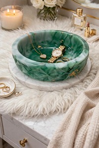 Ensemble de saladiers en résine faits à la main avec texture marbrée et motif tourbillon aquatique, utilisés à la maison, à l'hôtel et au restaurant - Product Image 4