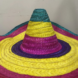 Chapeau de paille mexicain multicolore à rayures avec pompons - Style décontracté pour les fêtes d'été, les activités de plein air, les voyages et les occasions professionnelles - Product Image 1