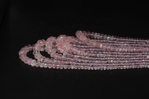 Collier de perles rondelle à facettes en morganite naturelle 6 brins Perles de taille 4-9mm avec brins à facettes - Product Image 2