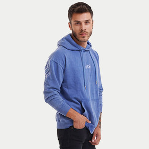 Sweat-shirt décontracté pour homme, coupe ample, bleu, en coton French Terry, avec poche avant, coupe classique, design tricoté, pour l'automne - Product Image 2