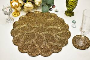Elegant Premium <b>Beaded</b> <b>Placemats</b> Handmade Decorative Table Mats for Dining Room Wedding Reception Party and Event Settings - Product Image 3