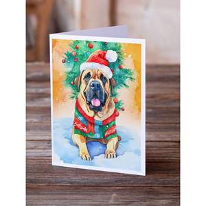 Whimsical A7 Tamaño 5x7 Tarjetas de notas en blanco Paquete de 8 Bullmastiff Tarjetas de felicitación de Navidad con sobres - Product Image 2