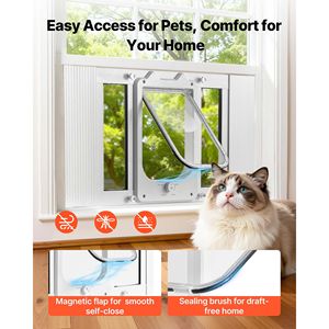 Porte pour chat en aluminium réglable de 23 à 28 pouces pour fenêtre, avec 4 modes de verrouillage sécurisés, verre haute transparence, pour fenêtre haute - Product Image 4