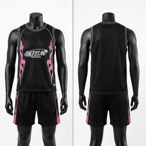 Ensemble short de basket-ball en jersey de polyester respirant et à séchage rapide, 140 GSM, avec logo personnalisé par sublimation, rose - Product Image 1
