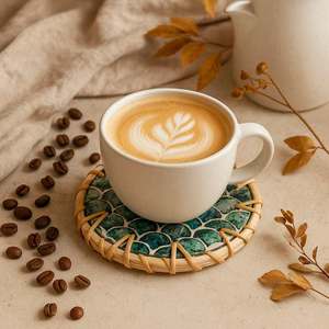 Sous-verre en rotin classique coloré, protection de table, tapis résistant à la chaleur, écologique, pour tasses à café, thé, boissons chaudes - Product Image 2