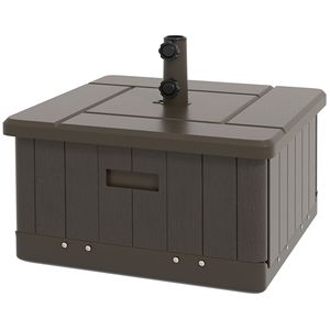 Marrone 3-in-1 per esterni 175 libbre. Fioriera con Ruote e Maniglie, Tavolino da Esterno con Foro per Giardino/Cortile - Product Image 1