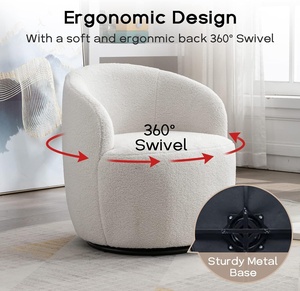 Modern Accent Arm Chair 360&deg; Swivel Barrel Single Sofa Boucle Padded <strong>Armchair</strong> <strong>Comfortable</strong> for Living Room Bedroom - Product Image 4