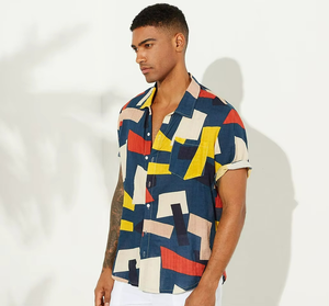 Chemises à manches courtes pour hommes, vêtements de plage d'été tendance, qualité 65% polyester 35% coton, imprimé floral personnalisé, chemises hawaïennes pour hommes - Product Image 1