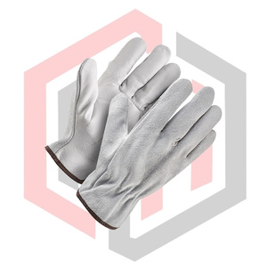 General Purpose Cowhide Leather Heavy Duty Work Gloves Cut Resistant Anti-Heat Anti-static Breathable Adjustable <b>Wristlet</b> - Product Image 2