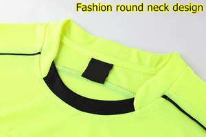 Uniforme d'arbitre de football professionnel pour hommes, ensemble de maillot de football à col en V, manches courtes, séchage rapide, respirant, 100% polyester, chemise d'arbitre - Product Image 6