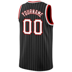 Camiseta de Baloncesto Personalizada Negra con Rayas Finas sin Mangas, Impresión Sublimada, Nombre del Equipo 00, Unisex para Adultos, Ropa Transpirable de Malla - Product Image 3