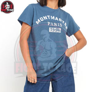 T-shirts graphiques vintage imprimés de haute qualité, personnalisés, bleu vieilli, pour l'été, en coton premium 100% pour hommes - Product Image 2