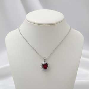 Colgante de corazón con halo de granate, plata de ley 925, chapado en oro de 14 quilates, delicada joya con piedra de nacimiento, regalo de San Valentín para mujer - Product Image 4