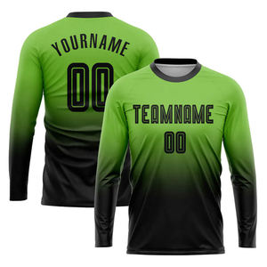 Green Black Long Sleeve Athletic Fit Football Jerseys Breathable Fabric Crew <b>Neck</b> Training Wear Football Uniform Set For Team - Product Image 3