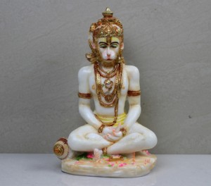 Statue du Seigneur Hanuman en résine et poussière de marbre, artisanat Nirmala |   Idole de dieu hindou traditionnelle faite à la main |   Temple spirituel à domicile - Product Image 5