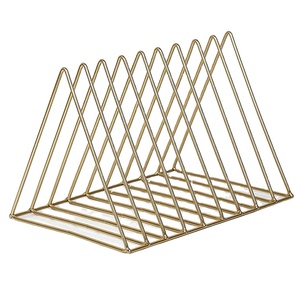 Aluminium Bookends Triangular Shape Design Handmade Wholesale Bookends Customized Size Affordable Luxury Bookends in Gold Color - Product Image 1