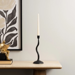 Decorative Antique Style Iron <b>Candlestick</b> Holder <b>Black</b> Wavy Design Durable Home Decoration - Product Image 4