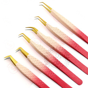 Wholesale Pink Eyelash Applicator Lash Tweezer Private Label Eyelash Tools Isolation Tweezers for Volume Lashes Extensions - Product Image 1