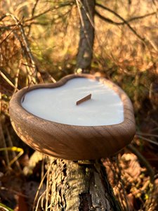 Cuenco de madera artesanal para hacer velas, con forma de corazón, recipiente de madera natural para cera, bandeja decorativa para mesa de granja y decoración de estanterías - Product Image 4