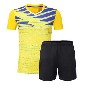 Ensemble de tennis personnalisé en gros pour hommes et femmes, tenue à manches courtes, séchage rapide, respirante, pour matchs de tennis de table, ensemble de tennis pour femmes - Product Image 1