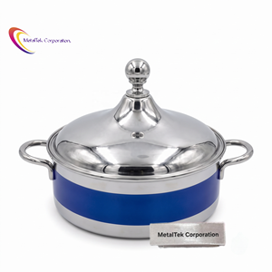 Ensemble de casseroles isothermes en acier premium, chauffe-plats, plat de service avec élégante bande bleue, poignées durables, couvercle, idéal pour la vente en gros - Product Image 2