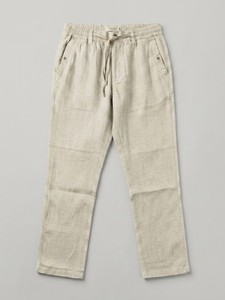 Men's <b>Light</b> Beige Linen Drawstring Waist Casual <b>Trousers</b> Lightweight Elastic Waist Summer Style Flat Front Pants - Product Image 4