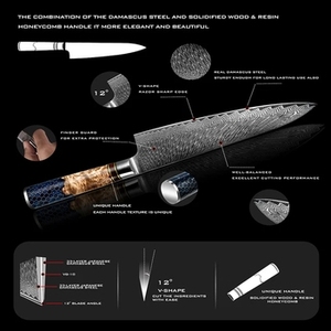 Ensemble de 9 couteaux de chef professionnels en acier au carbone avec manche en résine, très vendus - Product Image 4