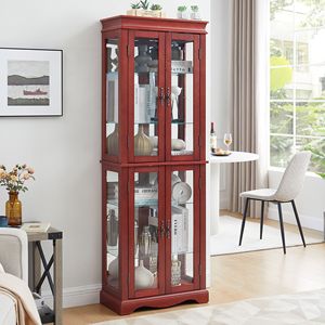 Vetrina Illuminata con Cornice in Legno per Vini, Giocattoli o Esposizione e Conservazione in Soggiorno - Product Image 2