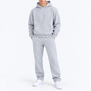 Men's Relaxed Fit Pullover <b>Hoodie</b> and Straight Leg Sweatpants Set Kangaroo Pocket Casual Two Piece Loungewear Wholesale - Product Image 5