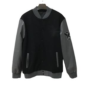 Blouson d'hiver en cuir pour homme OEM, style universitaire vintage, avec fermeture éclair, col montant, tissu anti-boulochage, broderie unie - Product Image 1