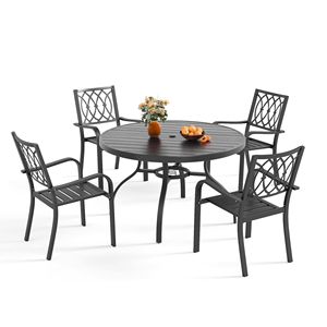 Sedia in metallo resistente con capacità di 250 libbre, sedia da giardino ergonomica e traspirante con montaggio in 30 minuti, telaio in metallo per tutte le stagioni - Product Image 2