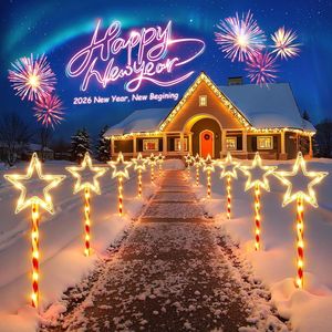 Set di 12 Luci Solari Natalizie a Forma di Grande Stella Scintillante, 180 LED Luminosi con 10 Modalità di Illuminazione, Decorazioni Natalizie da Esterno - Product Image 1