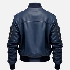 NEW HANDMADE MEN'S CASUAL LEATHER JACKET with Stand Collar and Pattern Winter Ready by Pace Sports Shop - Product Image 2