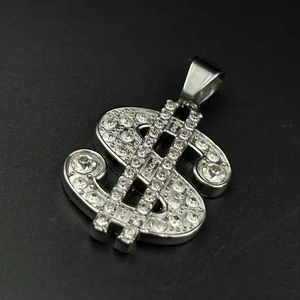 Colgante con Símbolo de Dólar, Chapado en Rodio, Plata 925, Moissanita, Engaste de Canal, Estilo Hiphop, Unisex, Uso Diario - Product Image 3