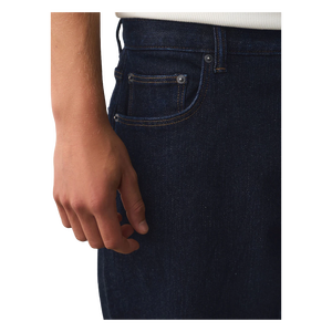 Men's Dark Blue Straight-Leg Jeans Mid Waist Regular Fit Casual Cotton Denim Autumn Wear - Product Image 5