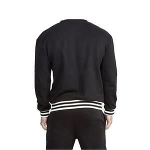 Ensemble de survêtement noir pour homme, col rond, manches longues, couleur unie, vêtement décontracté, coton respirant, style automne, coupe ample avec poche latérale - Product Image 6