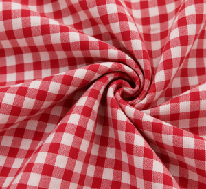 <b>Red</b> Gingham <b>Check</b> Ruffled Strap Midi <b>Dress</b> A-Line Vintage Casual Summer Cotton Woven Fitted Flared Hem - Product Image 5