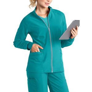 Uniformes de enfermería personalizados, proveedores de uniformes médicos de diseñador para mujer, conjuntos de chaqueta raglán de 4 bolsillos - Product Image 3