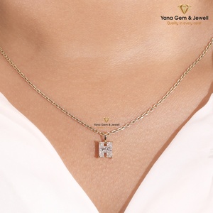 Colgante de Lujo con Letra Inicial H Personalizada, Diamante CVD Cultivado en Laboratorio, 1.00 Quilates, Oro Amarillo Sólido de 14K, Color F, Claridad VS1, para Mujer - Product Image 4