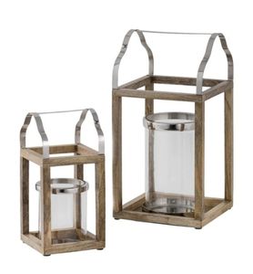 Custom Wholesale Wood and Metal Handle <b>Glass</b> Votive Lantern for Outdoor Decoration Hanging Home Garden Metal Lanterns Holders - Product Image 1