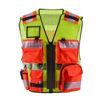 Gilet tactique unisexe toutes saisons Peamadic en polyester haute visibilité avec fermeture éclair frontale, couleur personnalisable, uniforme de garde