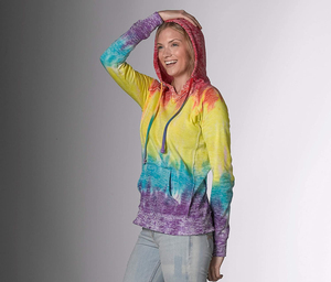 Sweat à capuche tie-dye pour femme, confort luxueux, tissu durable, imprimé dégradé lumineux et élégant, chaud et élégant - Product Image 3