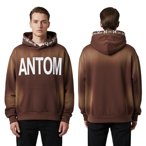 Custom Gradient <b>Brown</b> Oversized Hoodie 100% Cotton Heavyweight French Terry <b>Fleece</b> Drop Shoulder Men Streetwear for - Product Image 1