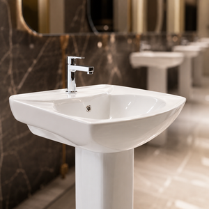 Lavabo sur pied Orbit moderne, écologique, entièrement en céramique cristallisée, usage commercial, garantie 5 ans, bureau, hôpital, appartement - Product Image 2