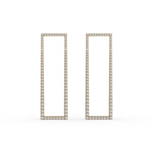 IGI Certified Lab Grown Diamond Rectangle Frame Earrings 9KT Yellow / White & Rose Gold Minimalist <b>Drop</b> Earrings for Women - Product Image 4