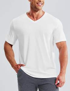 T-shirts de sport pour hommes en gros, col en V, séchage rapide, doux, à manches courtes, anti-humidité, pour la course, la gym et le quotidien - Product Image 1