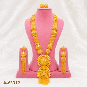High Quality <b>Gold</b> Color Bridal Necklace <b>Set</b> with Matching Earrings Wedding Jewelry A-63319 - Product Image 6