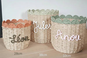 New design seagrass scalloped basket for kid decor beautiful design made in Vietnam with best price and wholesale supplier. - Product Image 6