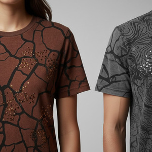 T-shirt personnalisé en gros, haute qualité, écologique, décontracté d'été, 100% coton, séchage rapide, respirant, épaules tombantes, avec strass - Product Image 6